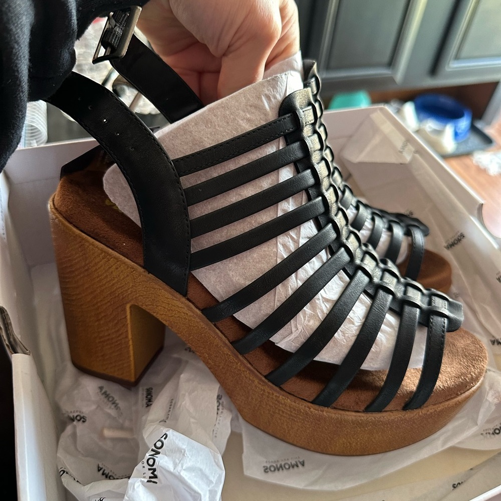 Black strappy heels